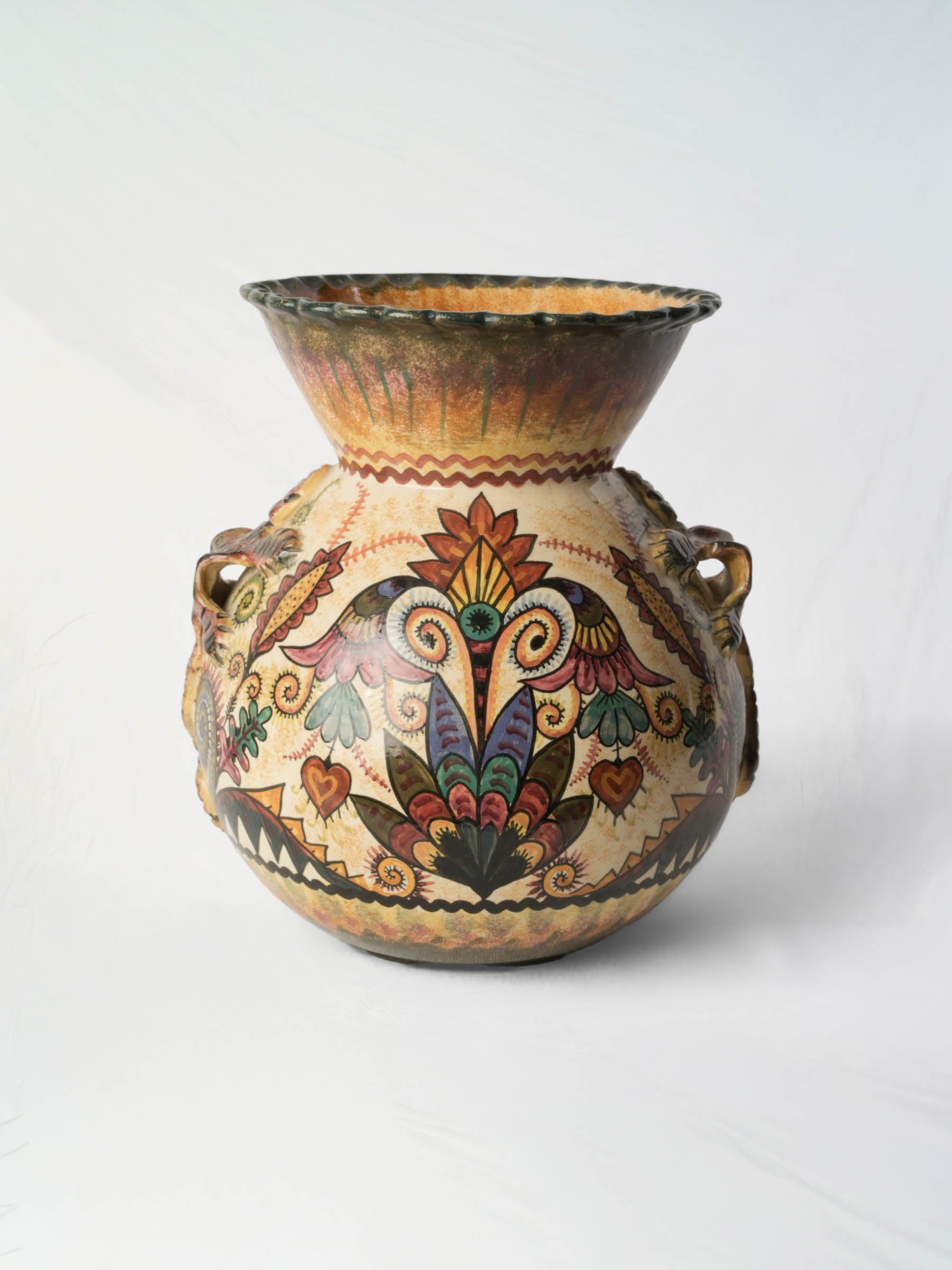Hand-Painted Quimper Faience Vase by Paul Fouillen, Mid-20th Century - 12¼"
