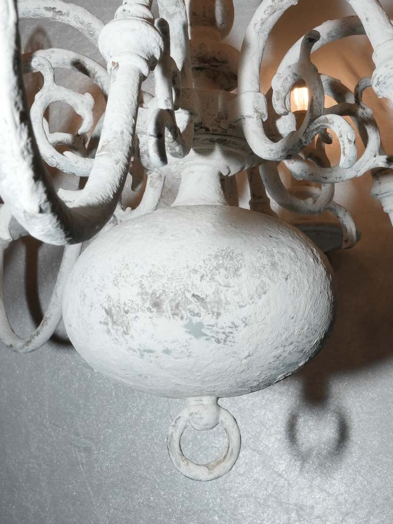 Muted powder-white patina chandelier
