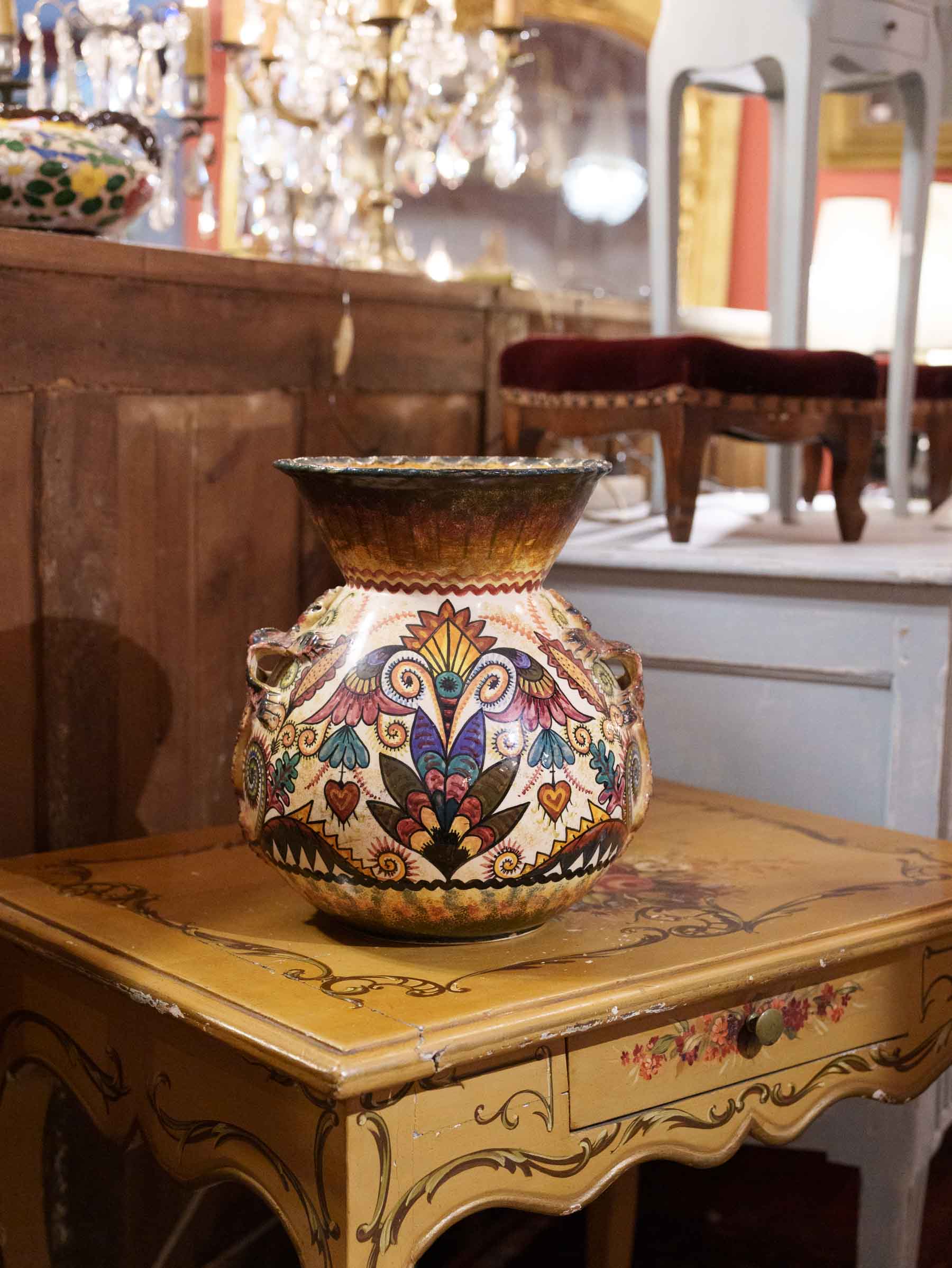 Hand-Painted Quimper Faience Vase by Paul Fouillen, Mid-20th Century - 12¼"