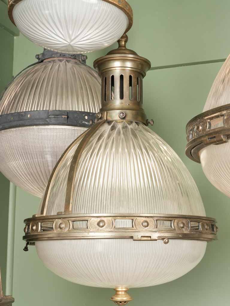 Collection of 7 holophane balloon suspension lights - 1920s