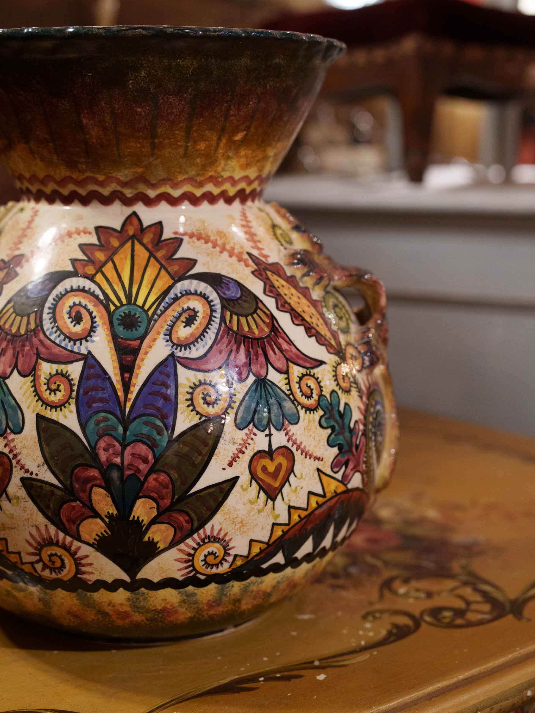 Hand-Painted Quimper Faience Vase by Paul Fouillen, Mid-20th Century - 12¼"