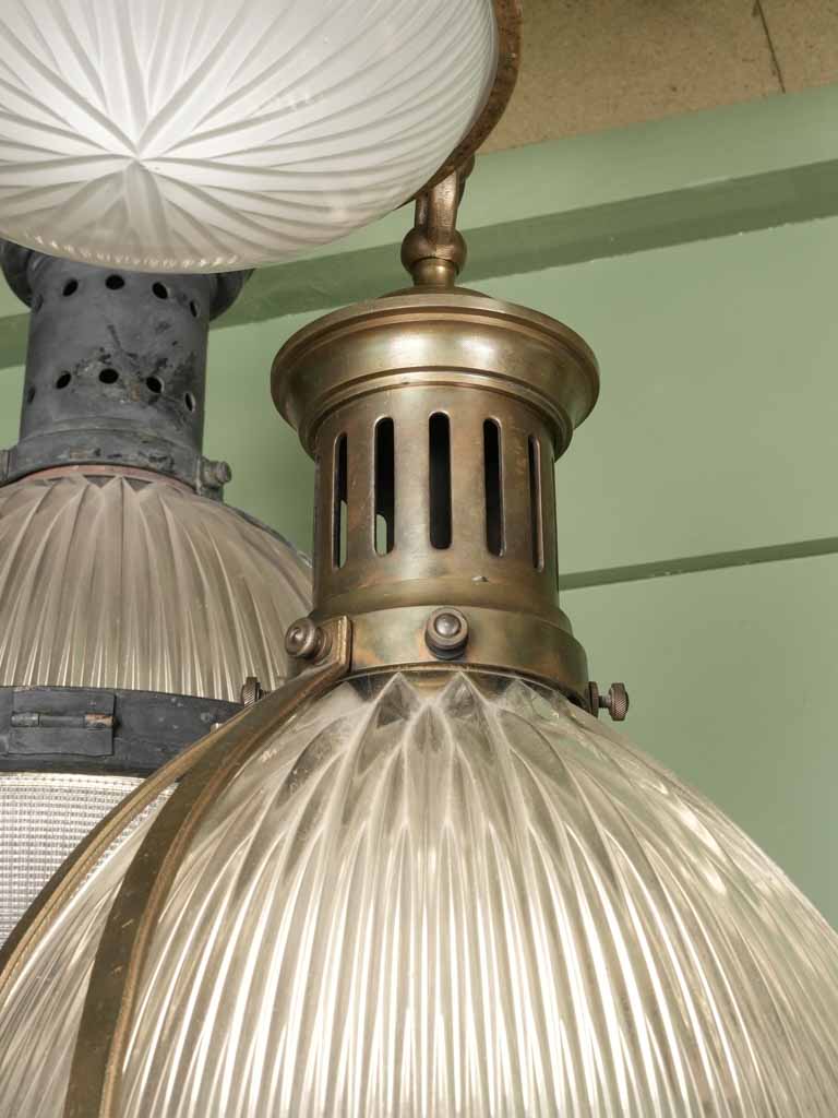 Collection of 7 holophane balloon suspension lights - 1920s