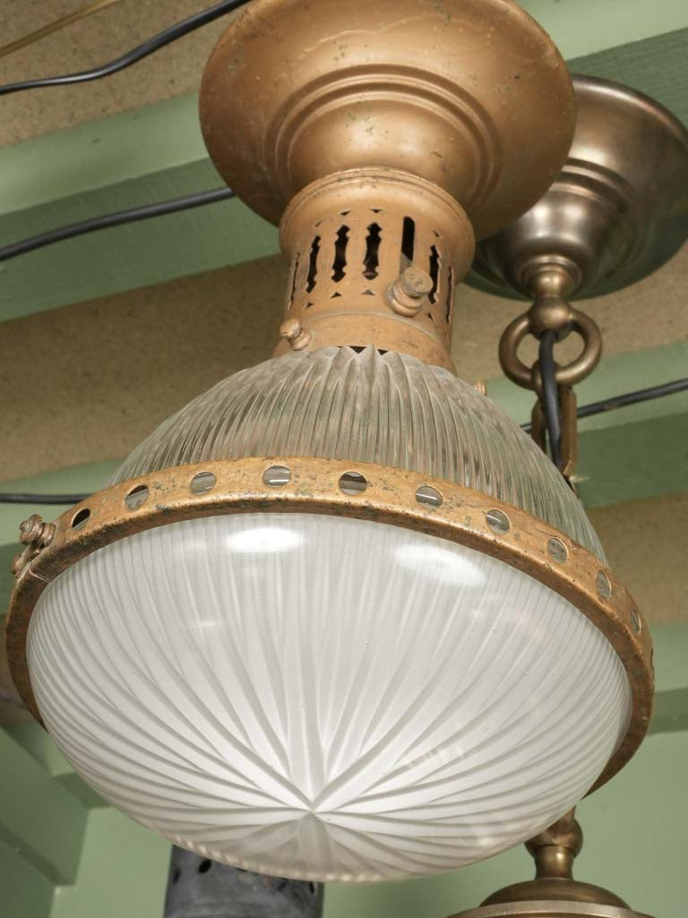 Collection of 7 holophane balloon suspension lights - 1920s