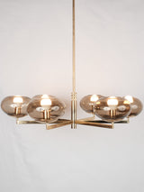Sciolari chandelier w/ 6 lights - brass & smoke glass 27½" x 29½"
