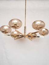 Sciolari chandelier w/ 6 lights - brass & smoke glass 27½" x 29½"