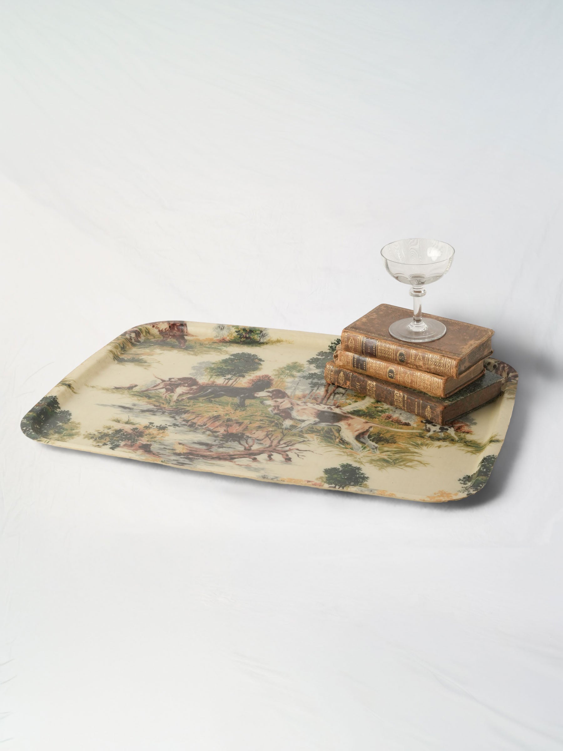 Vintage French Serving Tray w/ Sporting Scene, Circa 1970s - 23¼"