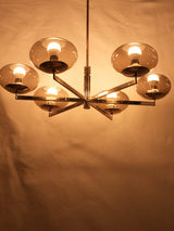 Sciolari chandelier w/ 6 lights - brass & smoke glass 27½" x 29½"