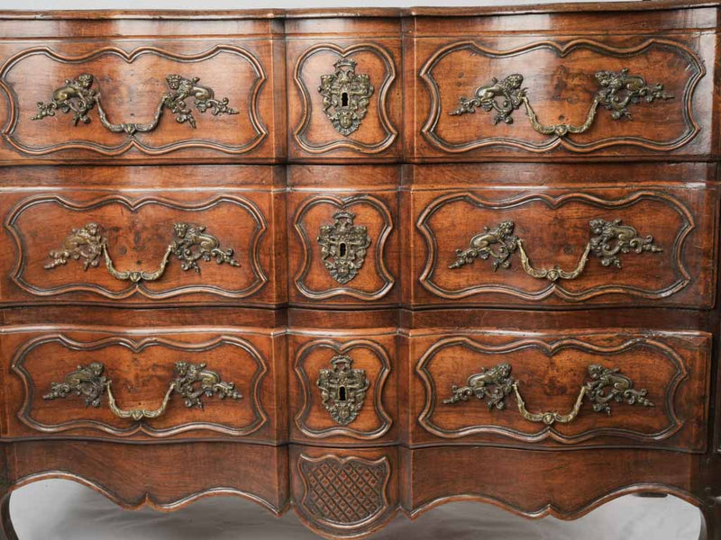 Aged Louis XV period lion hardware chest