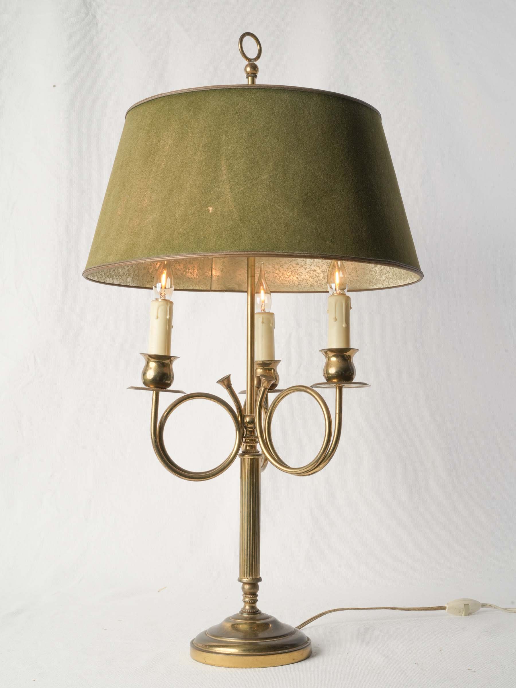 French Brass Three-Light Table Lamp w/ Hunting Horn Arms, C. 1950 - 29½"