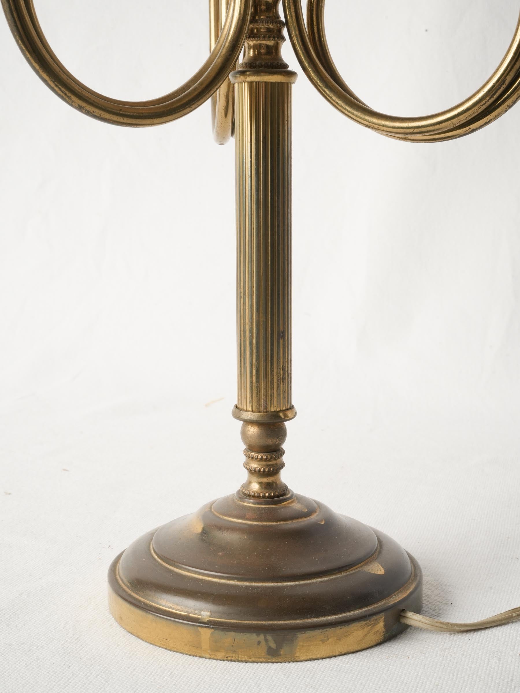 French Brass Three-Light Table Lamp w/ Hunting Horn Arms, C. 1950 - 29½"