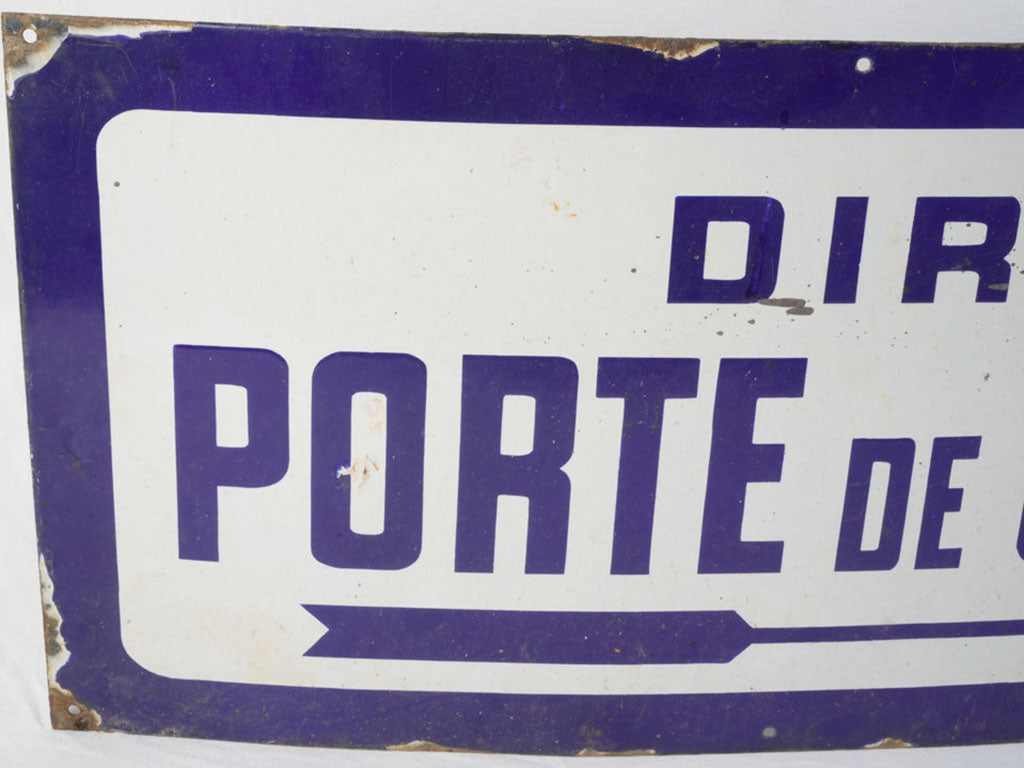 Timeworn blue-bordered vintage signage