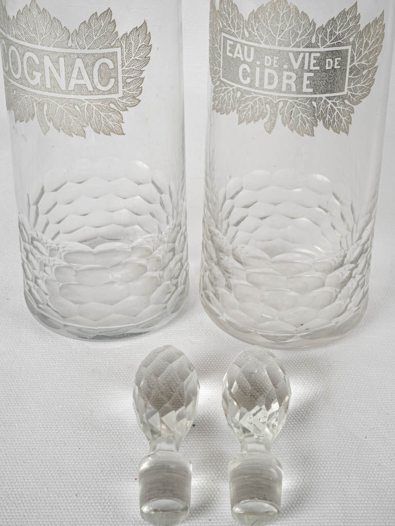 Traditional label-etched crystal decanters