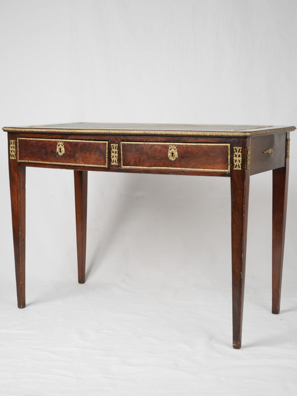 Antique, mahogany, bronze-decorated, 19th-century desk