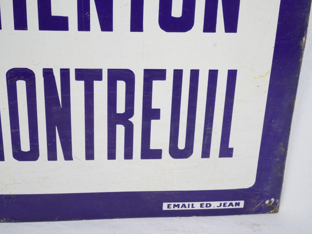 Historic interwar period direction sign