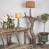 Small rocaille faux bois table lamp 20"