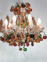 Antique French colorful glass fruit chandelier