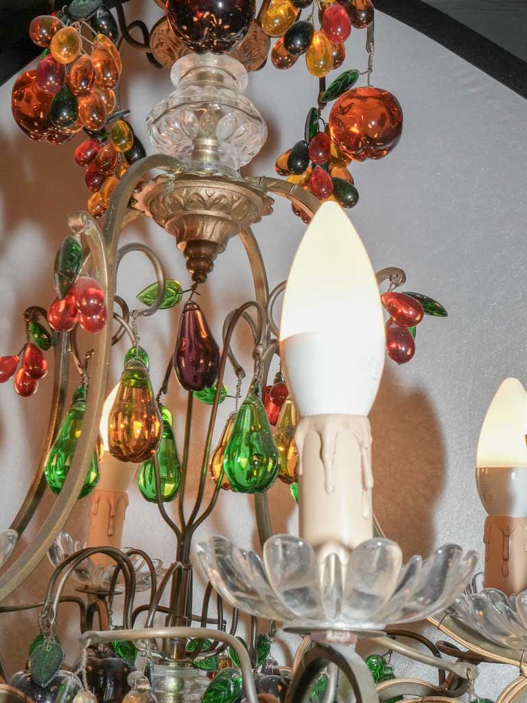Unique glass fruit motif antique chandelier