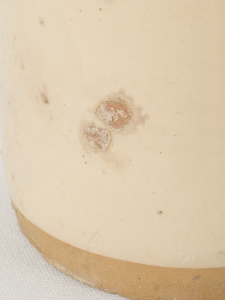 Authentic antique Italian cream-glazed pot