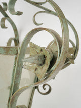Large antique French lantern w/ green patina 30¼"