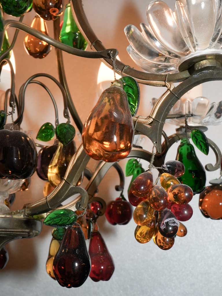 Colorful glass fruit adorned vintage lighting