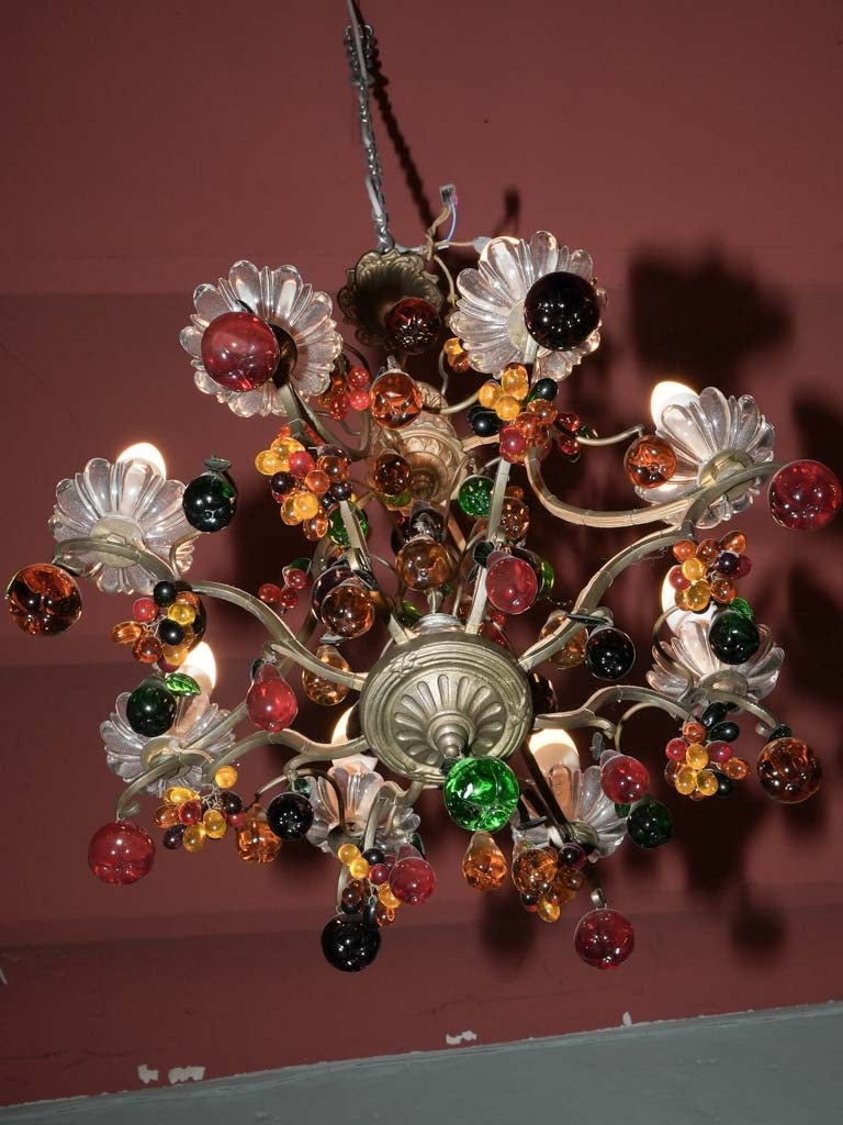 Vintage glass fruit-shaped French chandelier