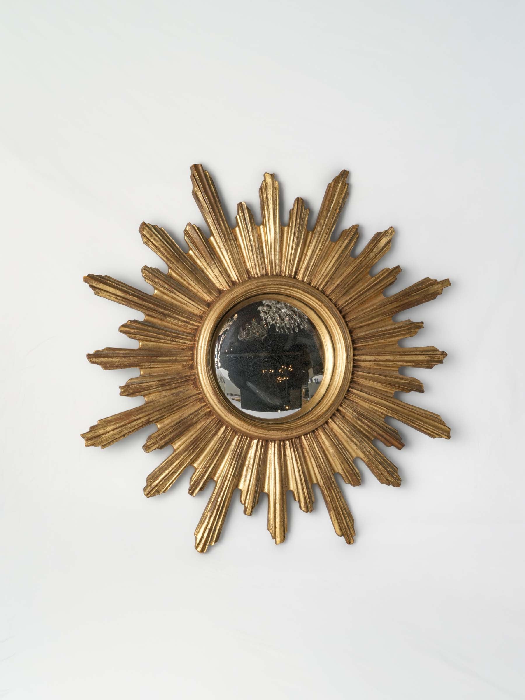 French Giltwood Sunburst Convex Mirror, Early 20th Century - 22¾"