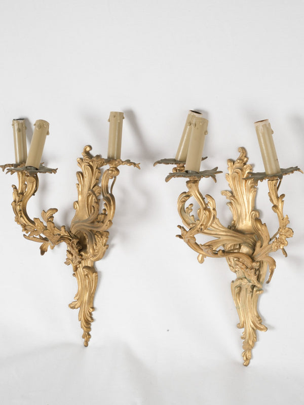 Rocaille-inspired bronze sconce pair