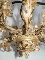 Delicate baroque-style leaf glass chandelier