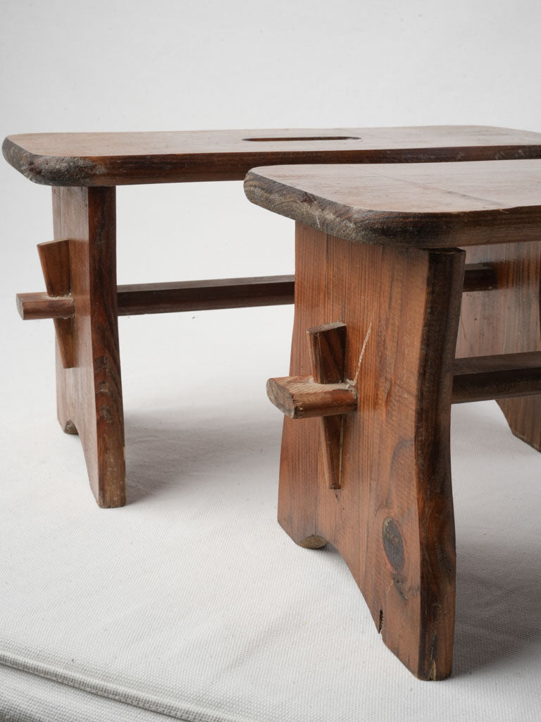 Sturdy wooden milking stools
