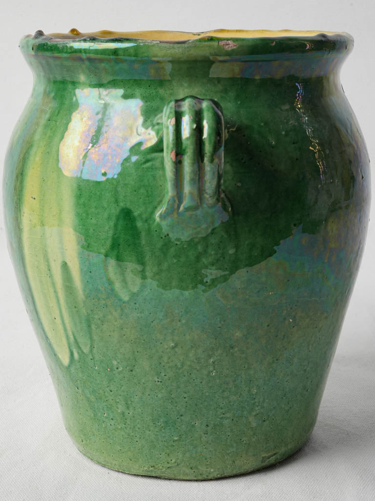 Textured iridescent glazed pottery