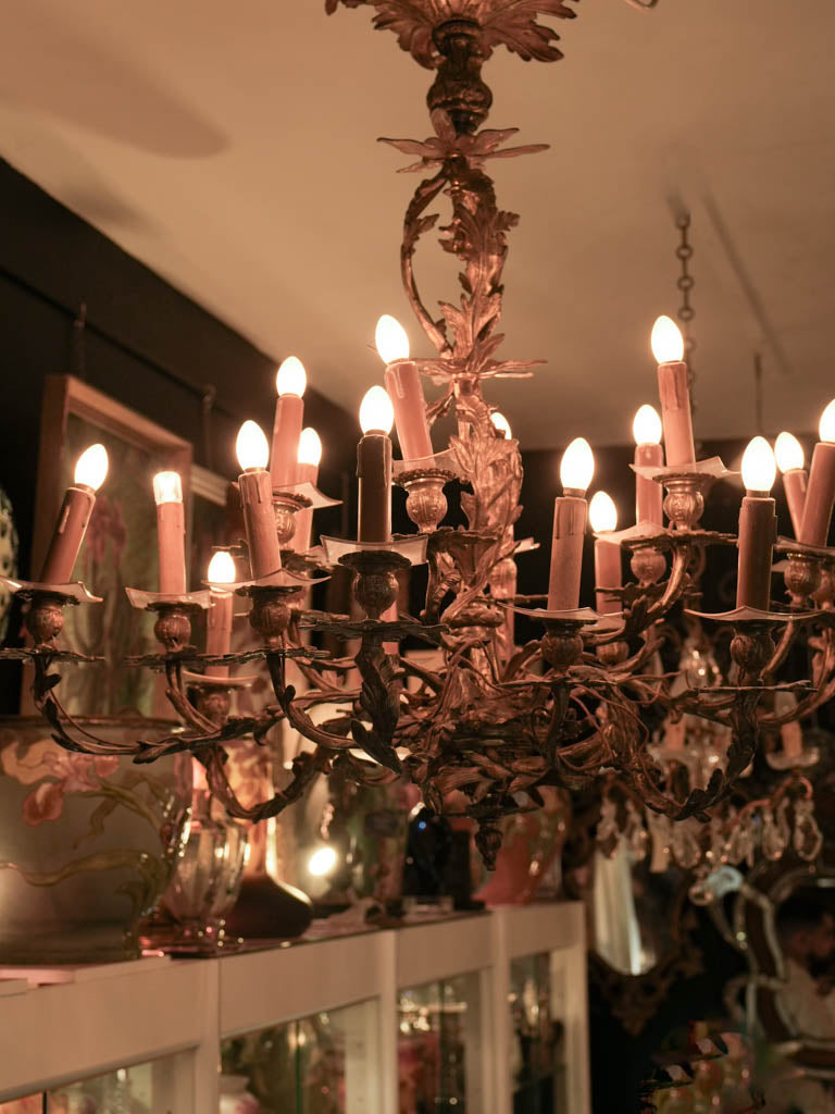 Vintage opulent gilt bronze 18-light chandelier