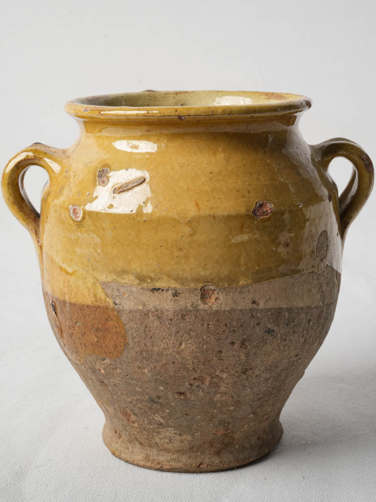 Ochre glazed rustic storage vessel