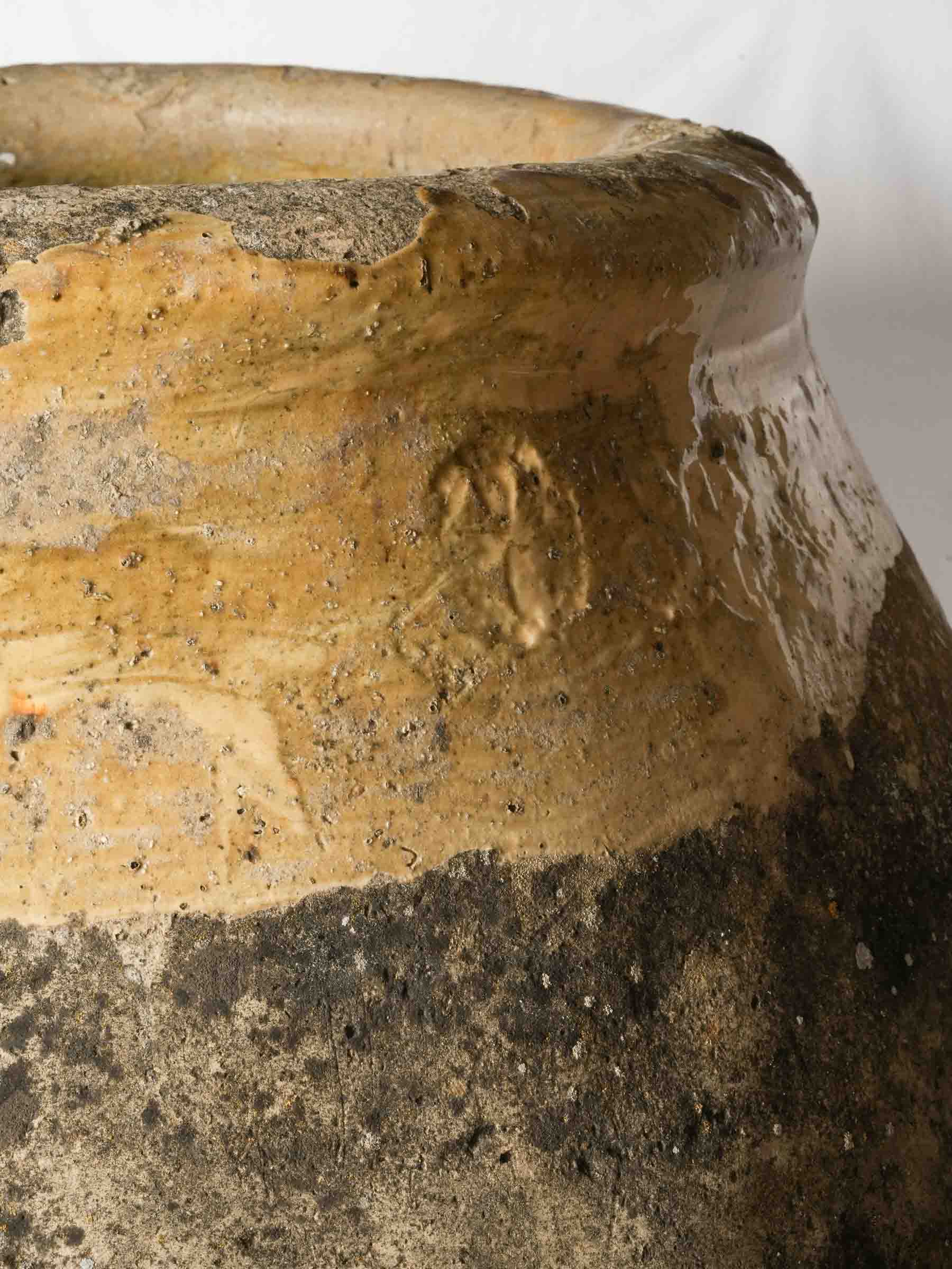 Weathered mineral patina jar  