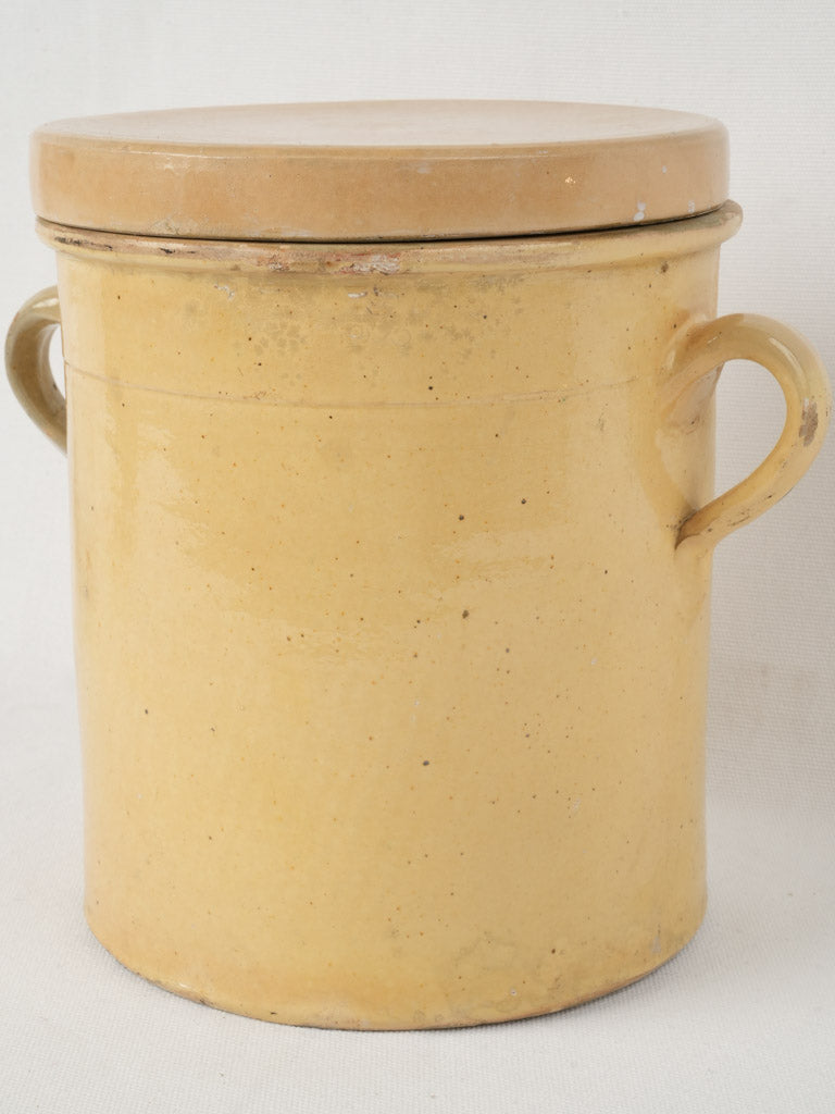Elegant 19th-century yellow lidded pot
