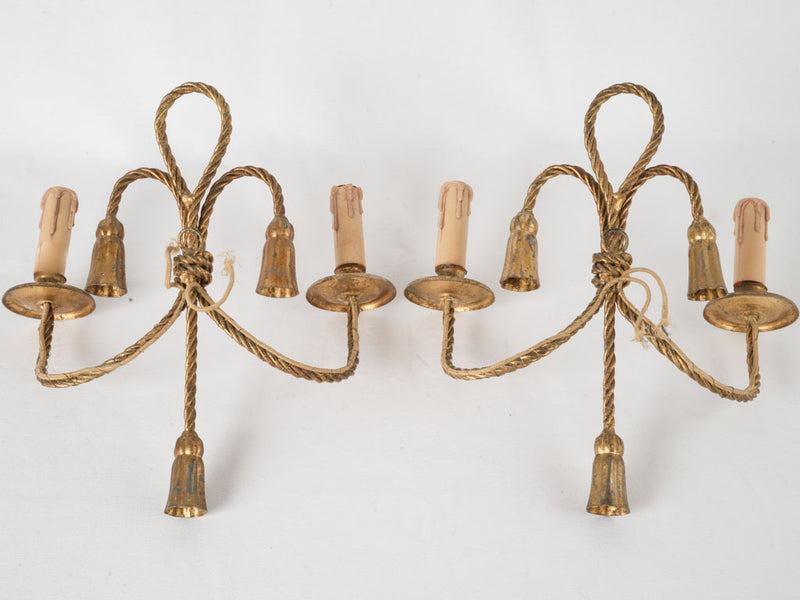 Decorative golden rope-style sconces