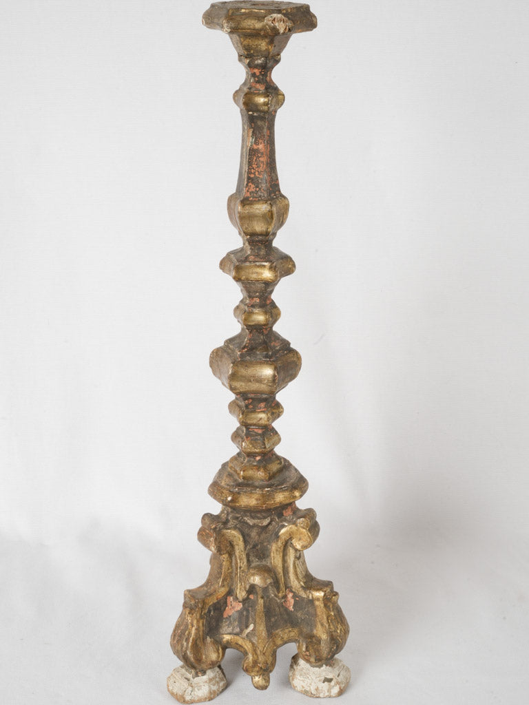18th-century distressed gold candlestick