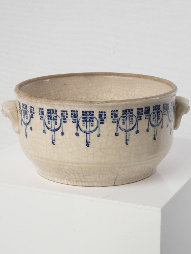 Unique scrolled handle ceramic bowls