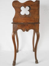 Antique French night stand w/ gallery top & carved cutouts 33"