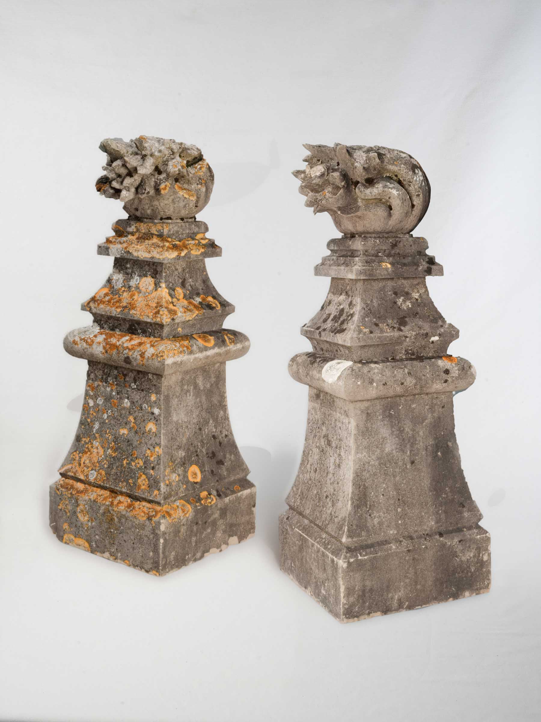 Antique stone sculpted gate ornaments