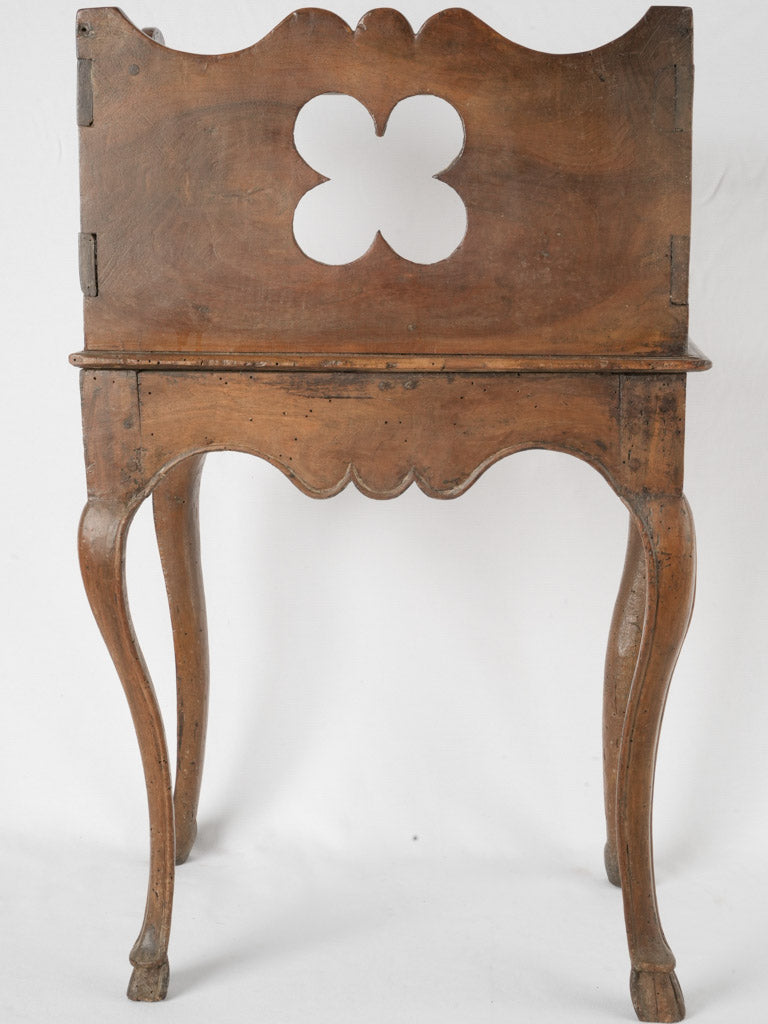 Antique French night stand w/ gallery top & carved cutouts 33"