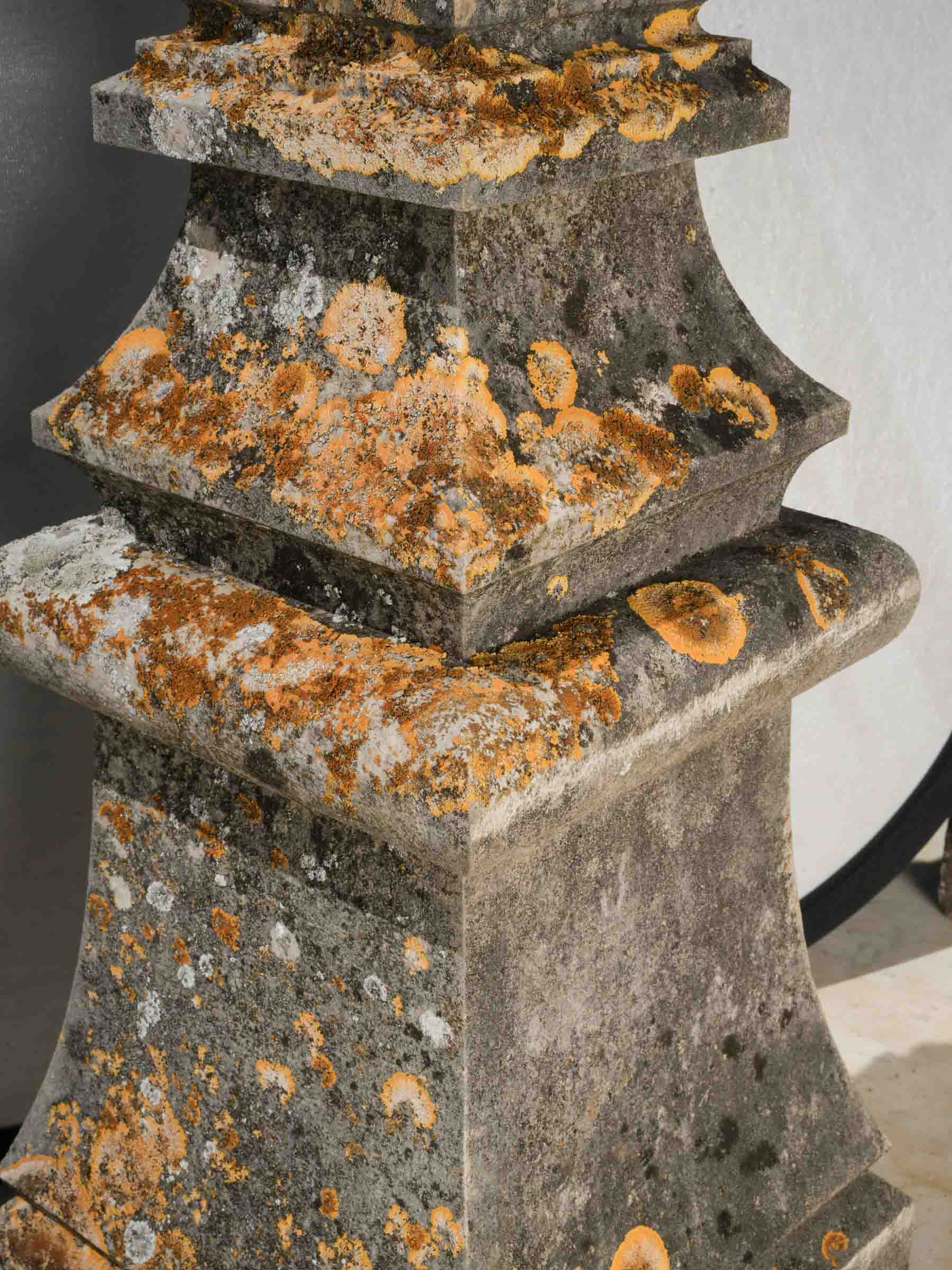Sculptural old world stone pillars