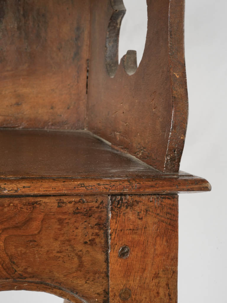 Antique French night stand w/ gallery top & carved cutouts 33"