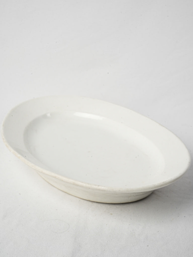 Large Early-20th Century French White-Glazed Oval Serving Dish y- 17¼"