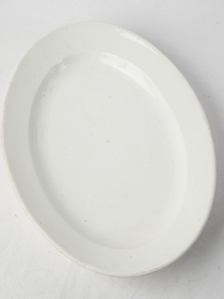 Large Early-20th Century French White-Glazed Oval Serving Dish y- 17¼"