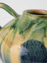 Antique French pitcher w/ 1 handle - blue green yellow 8¼"