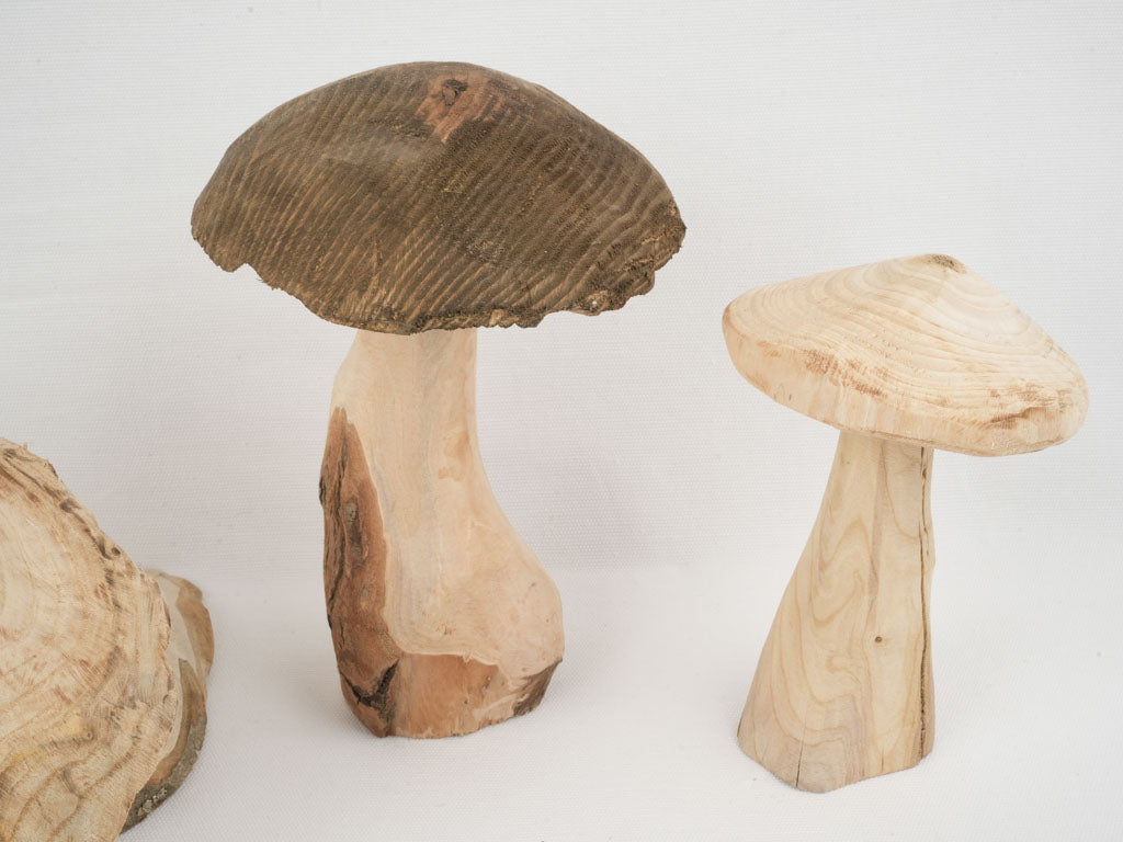 Charming Hand-carved Wood Mushrooms