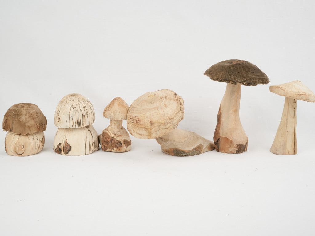 Seasonal Hand-carved Wood Mushroom Set