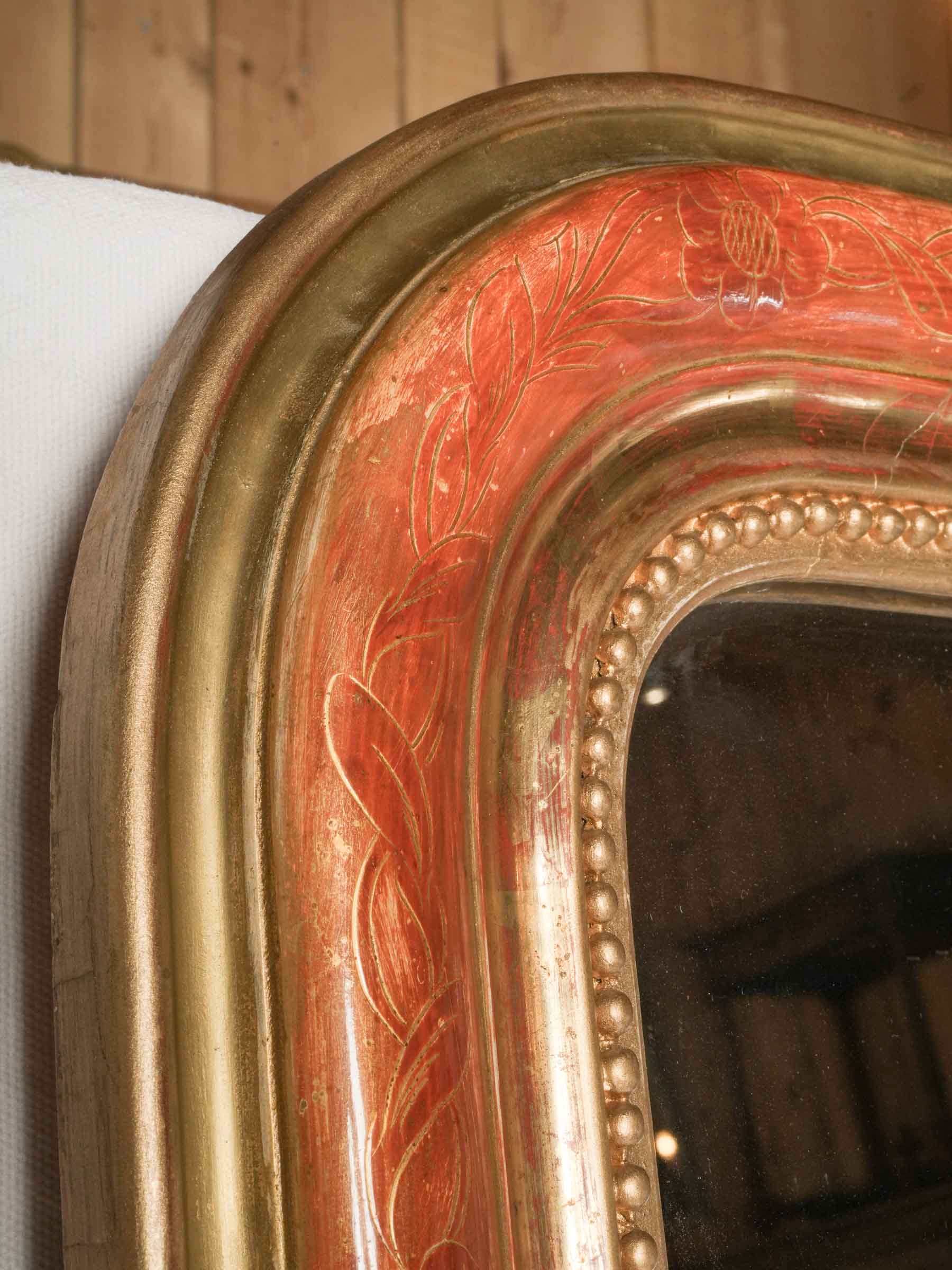 Commanding French Louis Philippe Mirror w/ Finely Engraved Frame, Late 19th Century - 70" x 39¾"