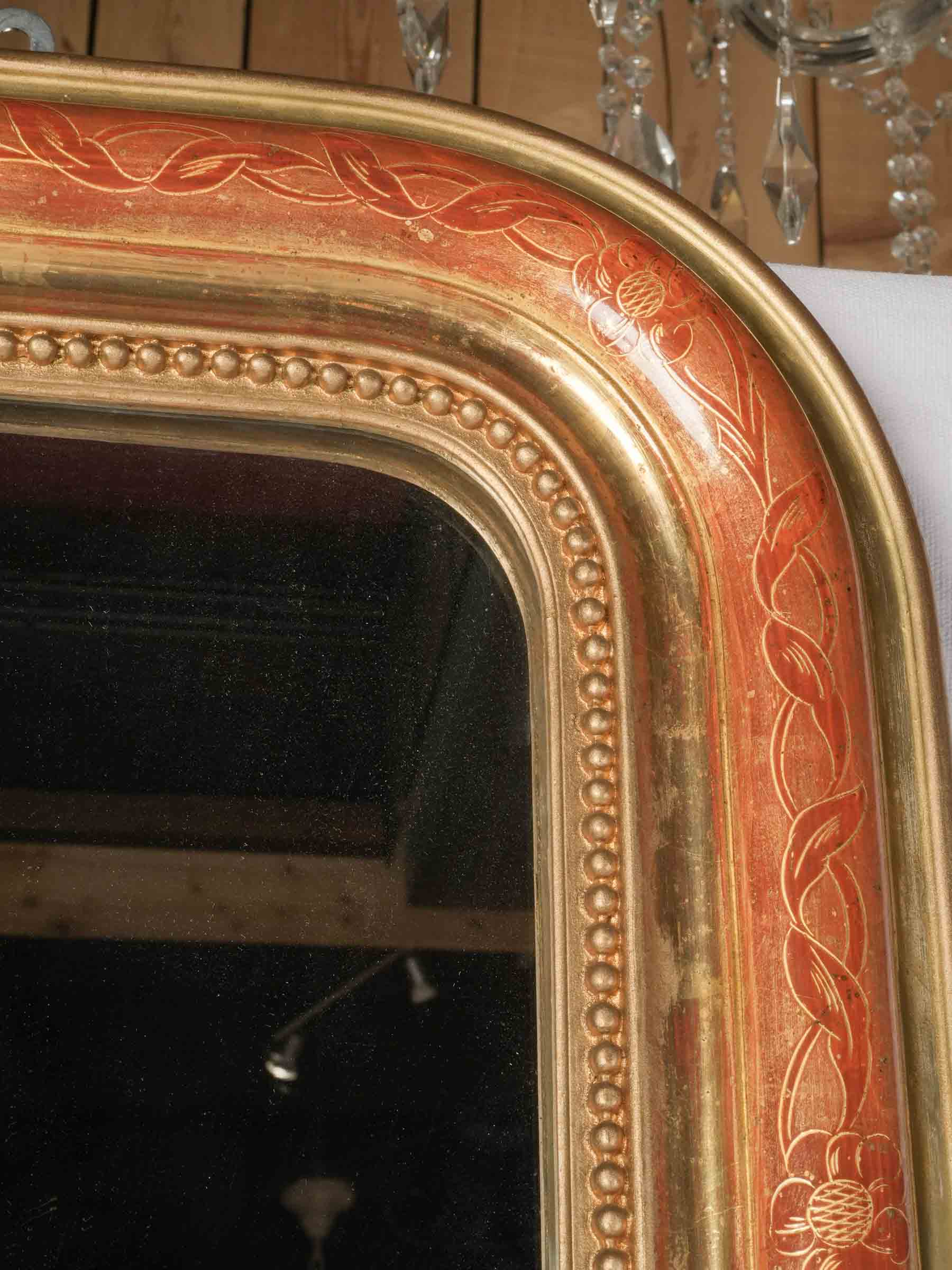 Commanding French Louis Philippe Mirror w/ Finely Engraved Frame, Late 19th Century - 70" x 39¾"