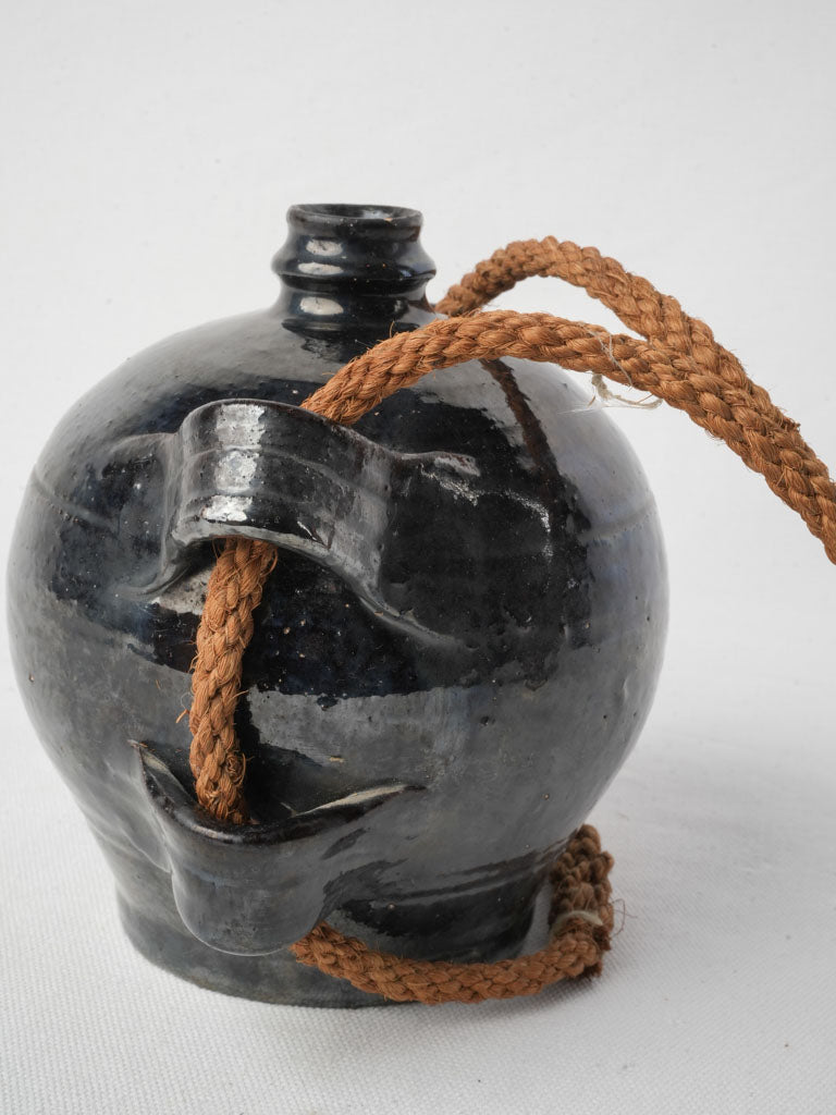 Mid-century black earthenware vessel  